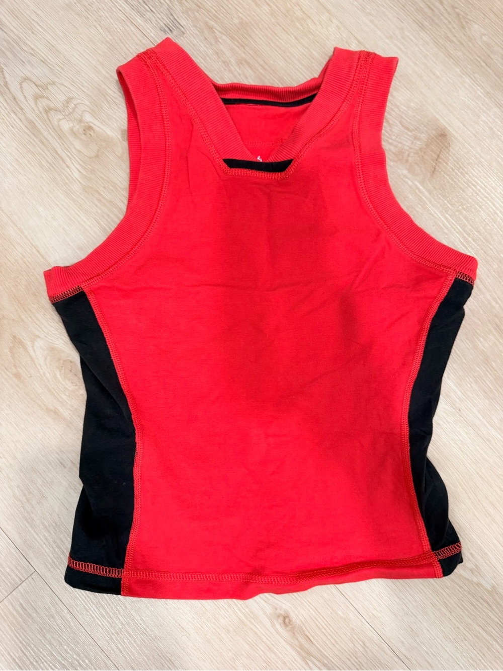 Free People Red and Black Tank Top - Sporty Racerback